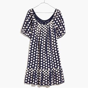 Shrieked Ruffle-Hem Mini Dress in Textural Dot Sz M